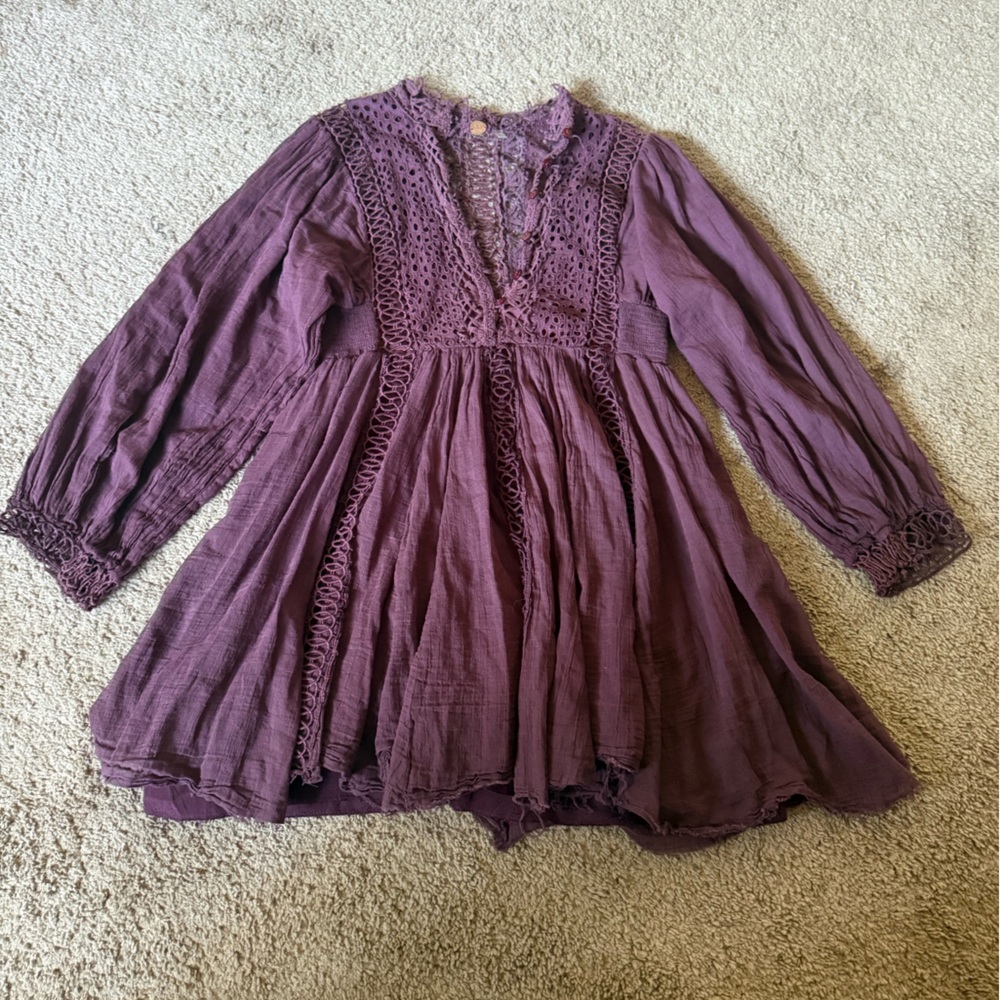 Free People Purple Lace Blouse